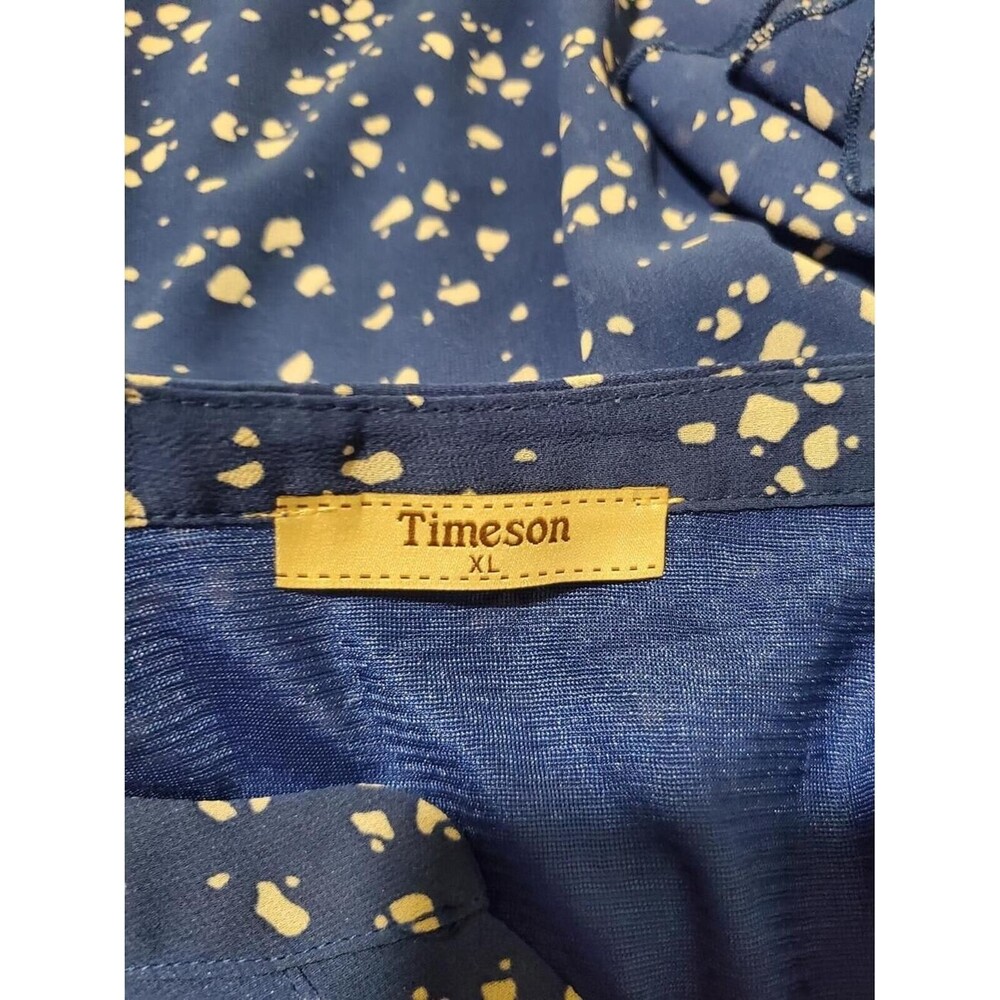 Blue Floral Split-Neck Ruffle Sleeve Blouse - Picture 4 of 8
